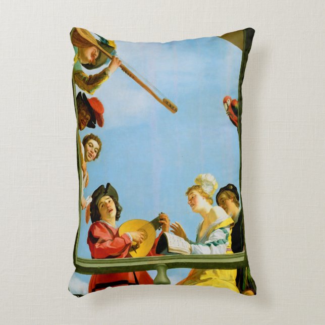 Muzikale Groep op Balkon Fine Art Schilderij Decoratief Kussen (Voorkant(Verticaal))