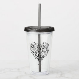 Muzikale Hart aangepaste tekst tumblers Acryl Drinkbeker