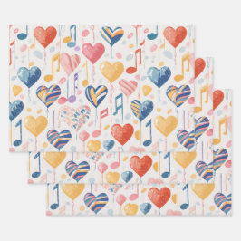 Muzikale harten inpakpapier