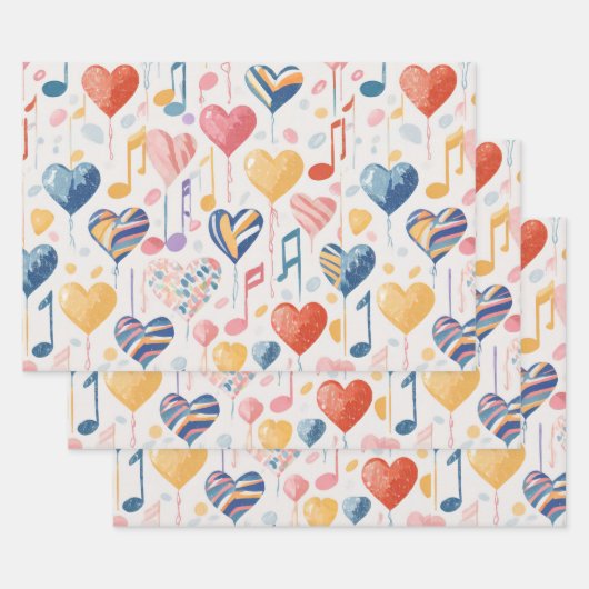 Muzikale harten inpakpapier (Set)