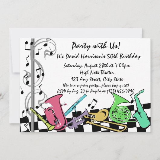 Muzikale Hip Hop Uitnodigen Kaart (Voorkant)