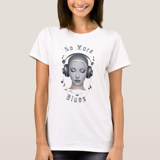 Muzikale Hoofdtelefoon Blues T-shirt (Voorkant)