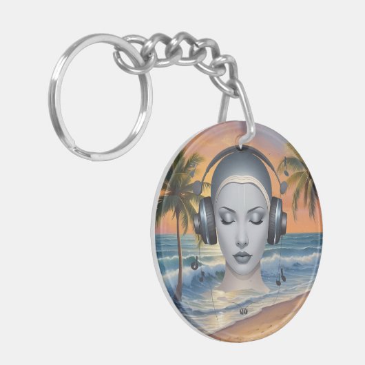 Muzikale hoofdtelefoon sleutelhanger (Voorkant Links)