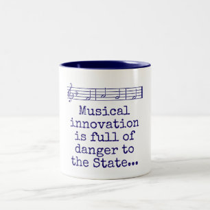 muzikale innovatie staat vol gevaar - muziekprijso tweekleurige koffiemok