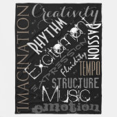 Muzikale inspiratie, zwart, wit geblankcollage fleece deken (Voorkant)