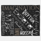 Muzikale inspiratie, zwart, wit geblankcollage fleece deken (Voorkant (Horizontaal))