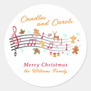 Muzikale Kaarsen & Kerstliederen Festieve GezinsKe Ronde Sticker