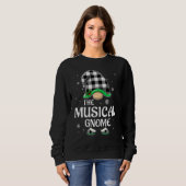 Muzikale Kabouter Buffalo Plaid Kerst Overeenkomst Trui (Voorkant volledig)