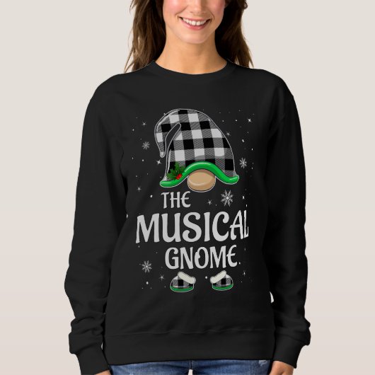 Muzikale Kabouter Buffalo Plaid Kerst Overeenkomst Trui (Voorkant)