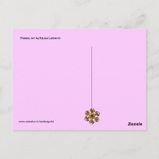 MUZIKALE KAT EN UIL ,Roze Violet en Wit Briefkaart (Achterkant)