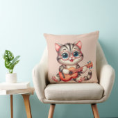 Muzikale kat grappige clipart werp kussen voor kin (Stoel)