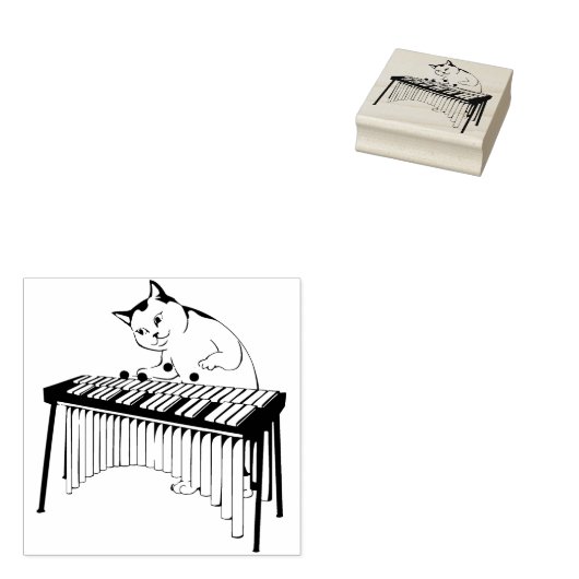 Muzikale kat kunst stempel (Gestempeld)