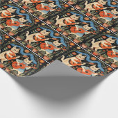 Muzikale Katten Folk Art Cadeaupapier (Hoek)