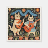 Muzikale Katten Folk Art Servet (Voorkant)