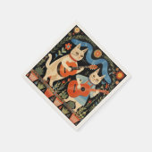 Muzikale Katten Folk Art Servet (Hoek)