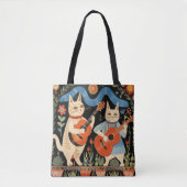 Muzikale Katten Folk Art Tote Bag (Voorkant)