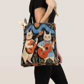 Muzikale Katten Folk Art Tote Bag (Dichtbij)
