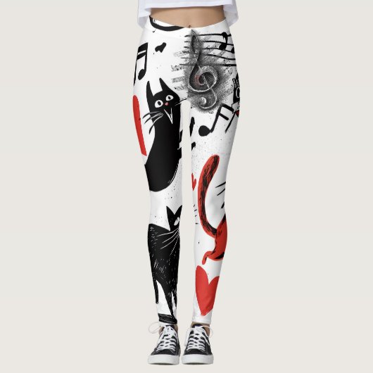 Muzikale Kattenleggings Leggings (Voorkant)