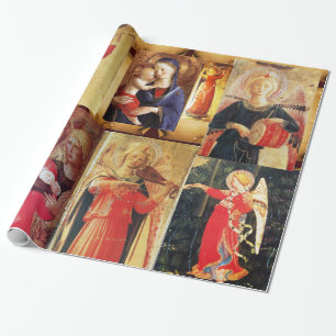 MUZIKALE KERSTENGELEN EN MADONNA MET KIND CADEAUPAPIER