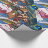 MUZIKALE KERSTENGELEN MET RODE BLAUWE EDELSTENEN CADEAUPAPIER (Hoek)