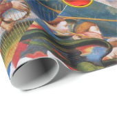 MUZIKALE KERSTENGELEN MET RODE BLAUWE EDELSTENEN CADEAUPAPIER (Rol Hoek)