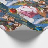 MUZIKALE KERSTENGELEN MET RODE BLAUWE EDELSTENEN CADEAUPAPIER (Hoek)