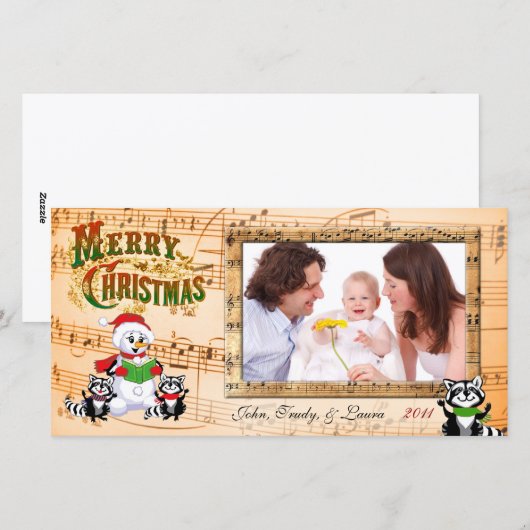 Muzikale kerstgroeten feestdagenkaart (Voorkant / Achterkant)
