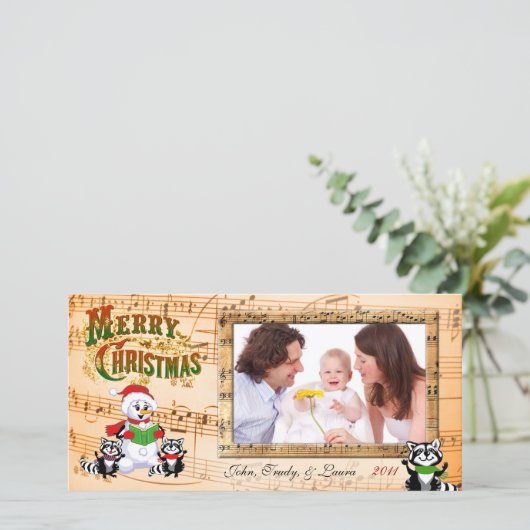 Muzikale kerstgroeten feestdagenkaart (Staand voorkant)