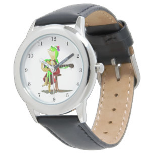 Muzikale kikker spelen gitaar Grappig horloge