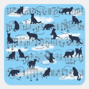 muzikale kittens vierkante sticker