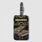 Muzikale kunst op Sophisticated Black Bagagelabel (Voorkant (verticaal))