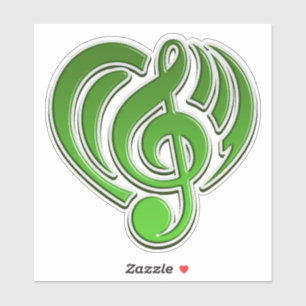 Muzikale Liefde Groen Hart Muzieknoot DJ Sticker