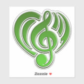 Muzikale Liefde Groene Hart Muziek Nota DJ Sticker (Vel)