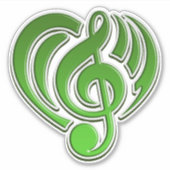Muzikale Liefde Groene Hart Muzieknote DJ Sticker (Voorkant)