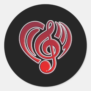 Muzikale liefde Rode hart muzieknoot DJ trillingen Ronde Sticker