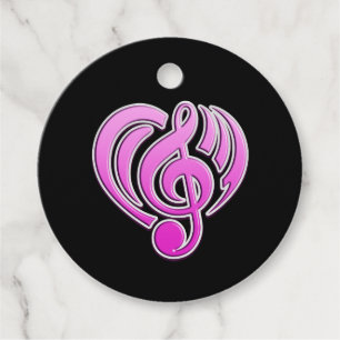 Muzikale liefde roze hart muzieknoot DJ trillingen Bedankjes Labels