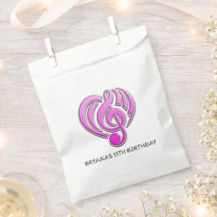 Muzikale liefde roze hart muzieknoot DJ trillingen Bedankzakje