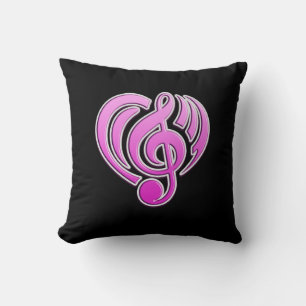 Muzikale liefde Roze hart Muzieknoot DJ trillingen Kussen