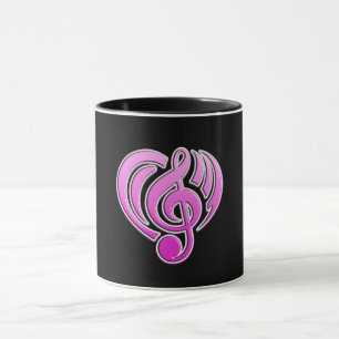 Muzikale liefde roze hart muzieknoot DJ trillingen Mok