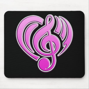 Muzikale liefde roze hart muzieknoot DJ trillingen Muismat