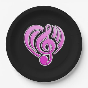 Muzikale liefde roze hart muzieknoot DJ trillingen Papieren Bordje