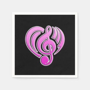 Muzikale Liefde Roze Hart Muzieknoot DJ Trillingen Servet