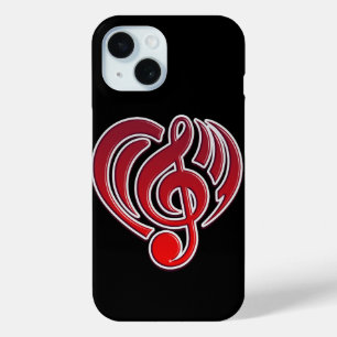 Muzikale liefde trillingen rood hart muzieknoot DJ iPhone 15 Case