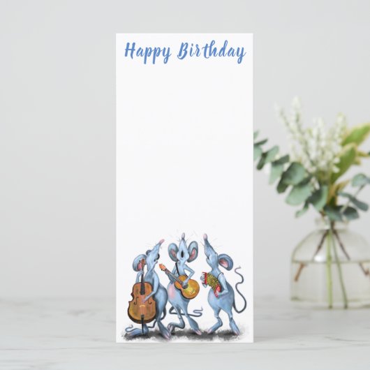 Muzikale Muizen Grappig Verjaardagsmenu Menu (Staand voorkant)