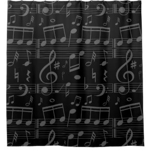 Muzikale muziek van Black muzieknoten Douchegordijn