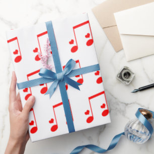 Muzikale noot Eenvoudige rode harten Cadeaupapier