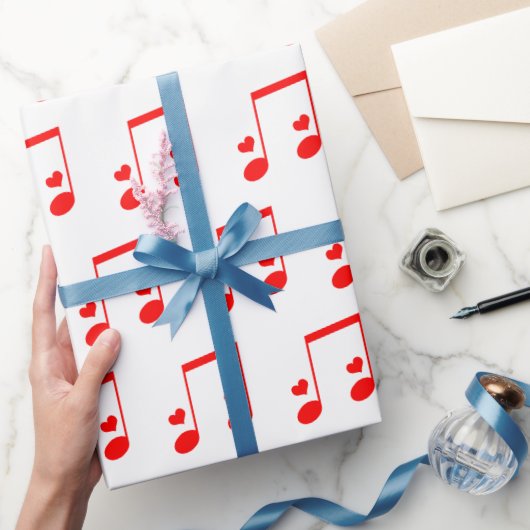 Muzikale noot Eenvoudige rode harten Cadeaupapier (Geschenken)