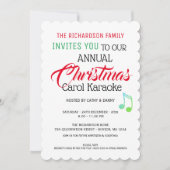 Muzikale noot Kerstmis Carol Karaoke Uitnodiging (Voorkant)