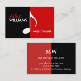 Muzikale noot op Black & Red Modern Visitekaartje