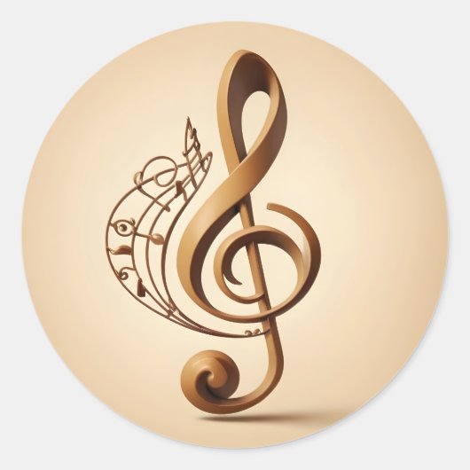 Muzikale noot ronde sticker (Voorkant)